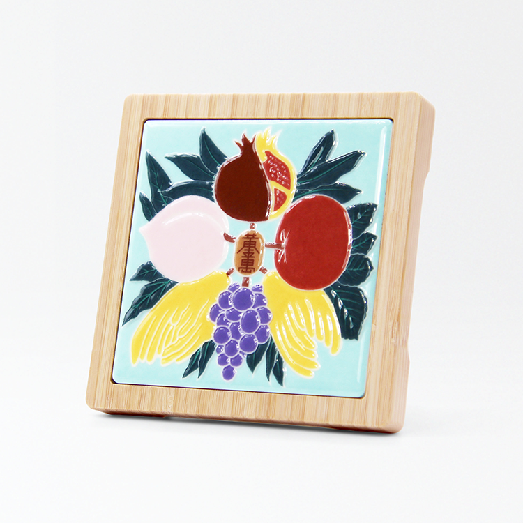 台灣花磚竹杯墊｜黃金萬兩