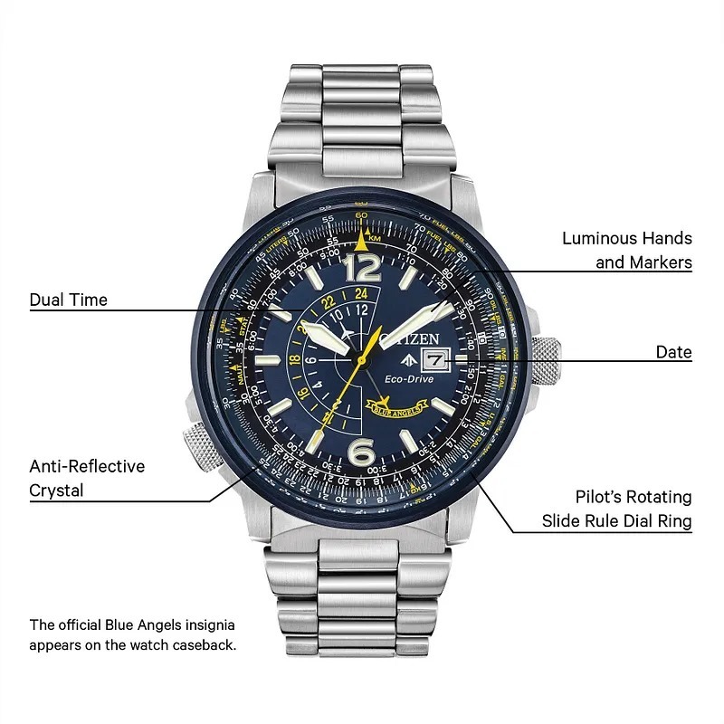 Citizen 星辰 Promaster Nighthawk Blue Angels Men's Pilot's Watch BJ7006-56L Blue Dial 42mm Eco-Drive 光動能兩地時間手錶