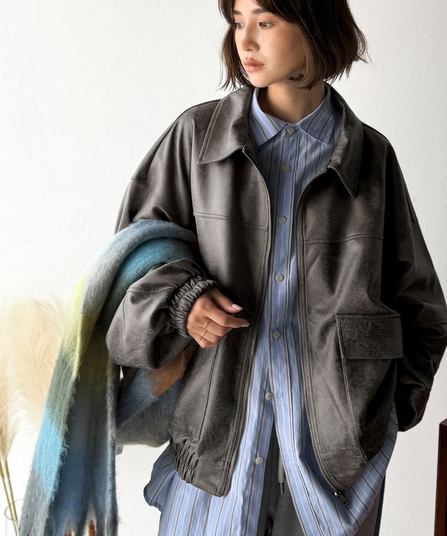🇯🇵 日系品牌 JAVA 復古麂皮 雙拉鍊 仿皮外套 夾克 立領 寬鬆 / 預購