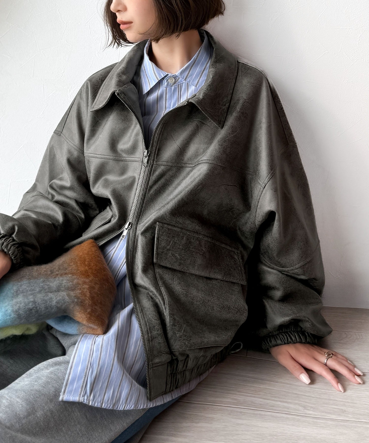 🇯🇵 日系品牌 JAVA 復古麂皮 雙拉鍊 仿皮外套 夾克 立領 寬鬆 / 預購