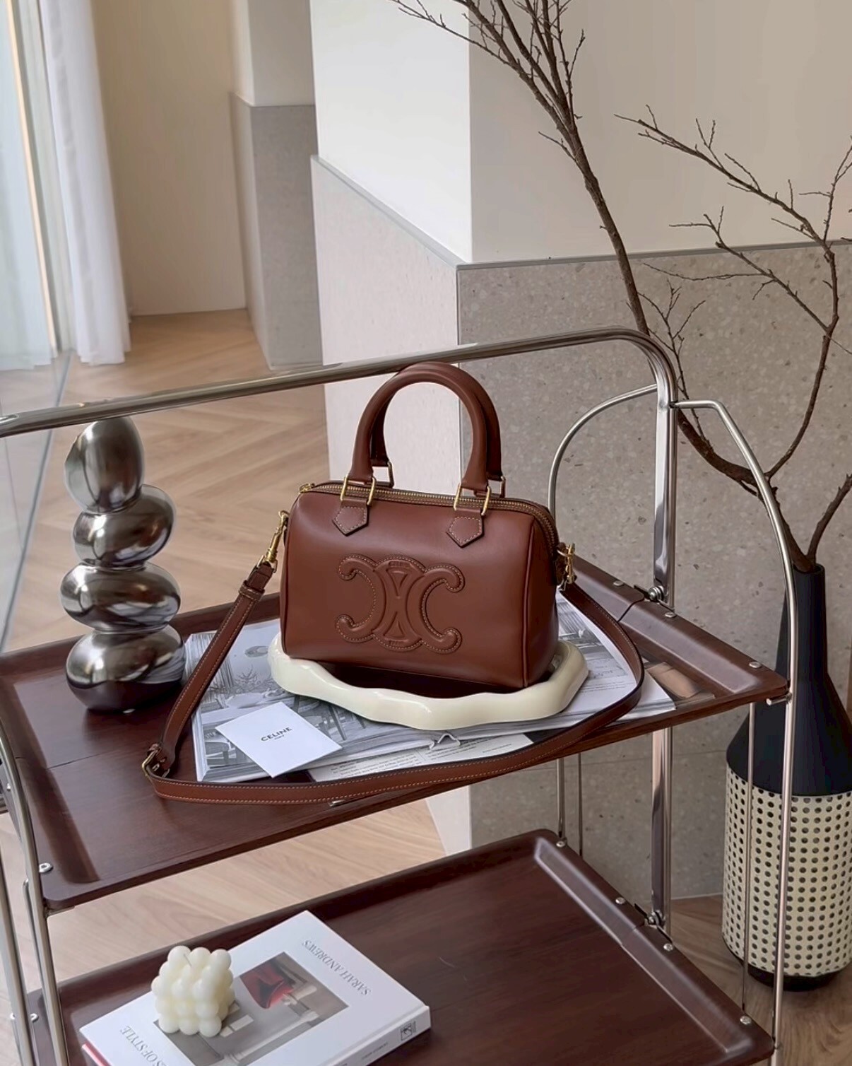 CELINE｜凱旋門小號波士頓包 焦糖色