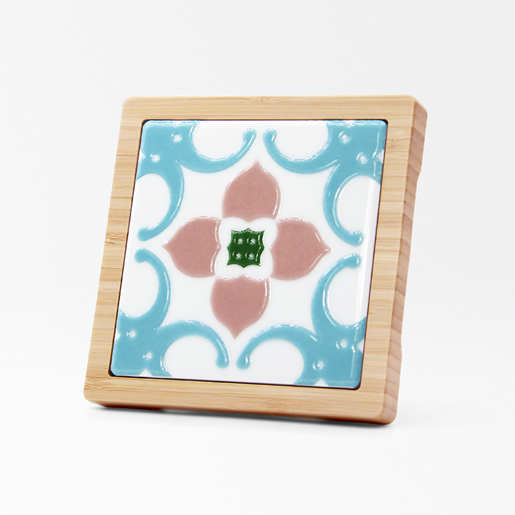 台灣花磚竹杯墊｜幸運