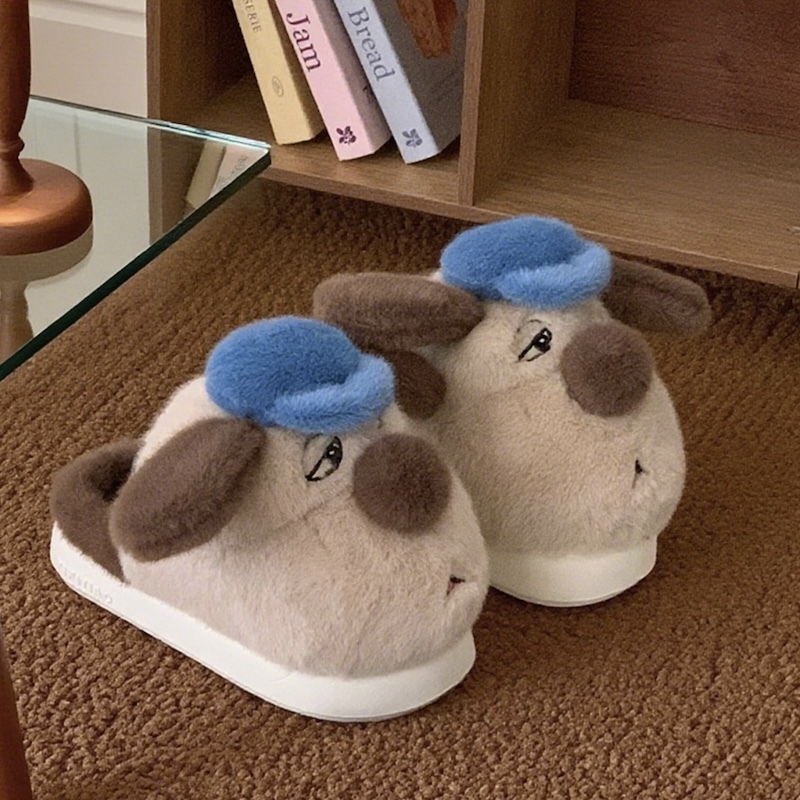 《11120》藍帽子狗狗冬季室內拖鞋(有男生尺寸)