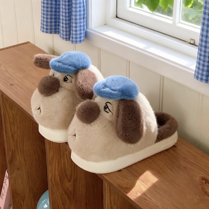 《11120》藍帽子狗狗冬季室內拖鞋(有男生尺寸)