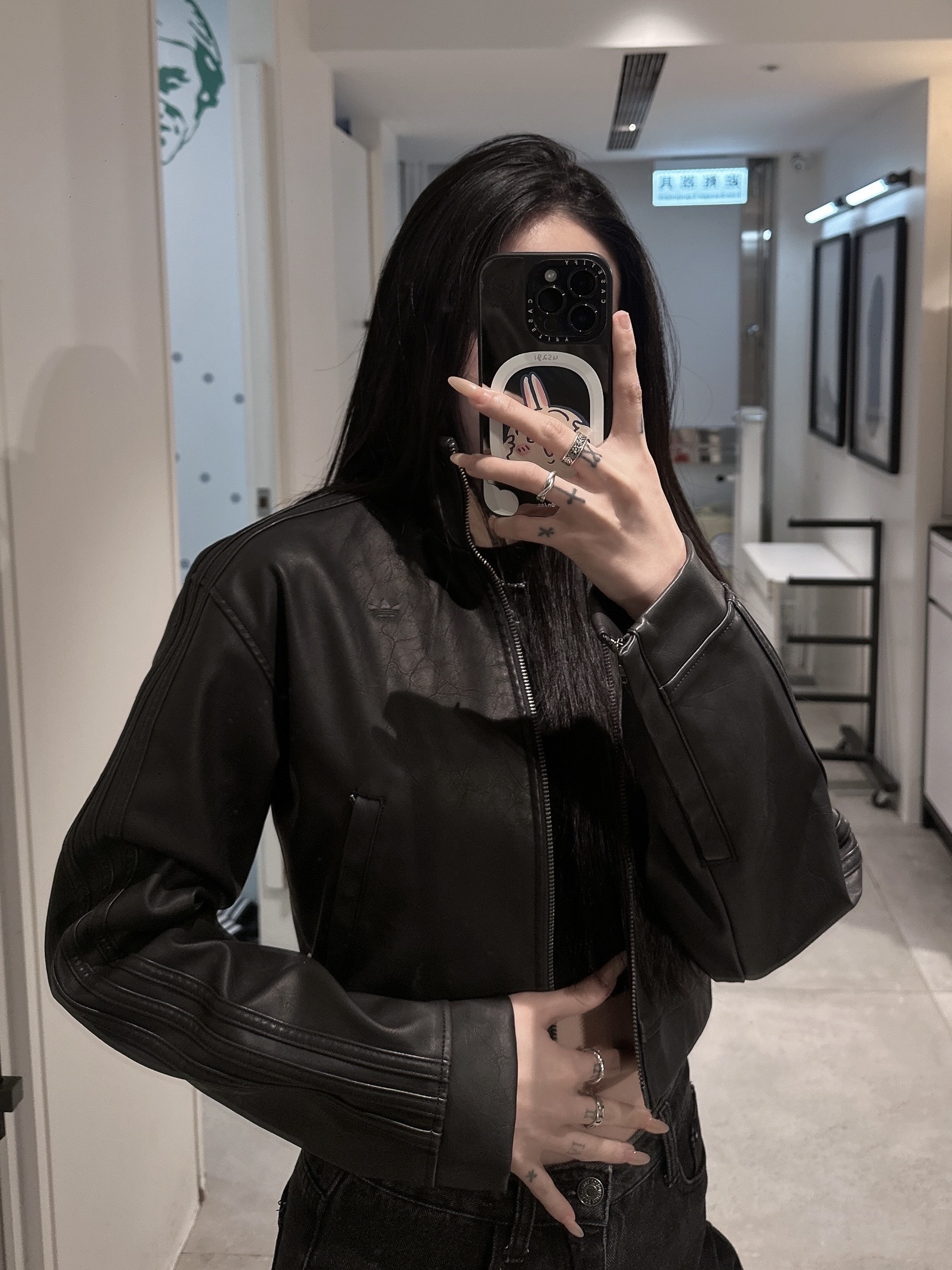 ADIDAS ORIGINALS 酷帥短版 皮革外套