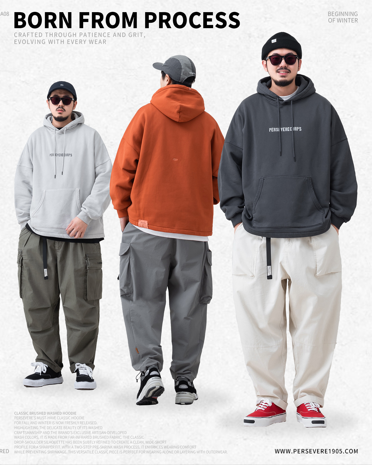 PERSEVERE CLASSIC BRUSHED SWEATSHIRT & HOODIE，PERSEVERE 秋冬必備定番款大學T&帽T全新發售
