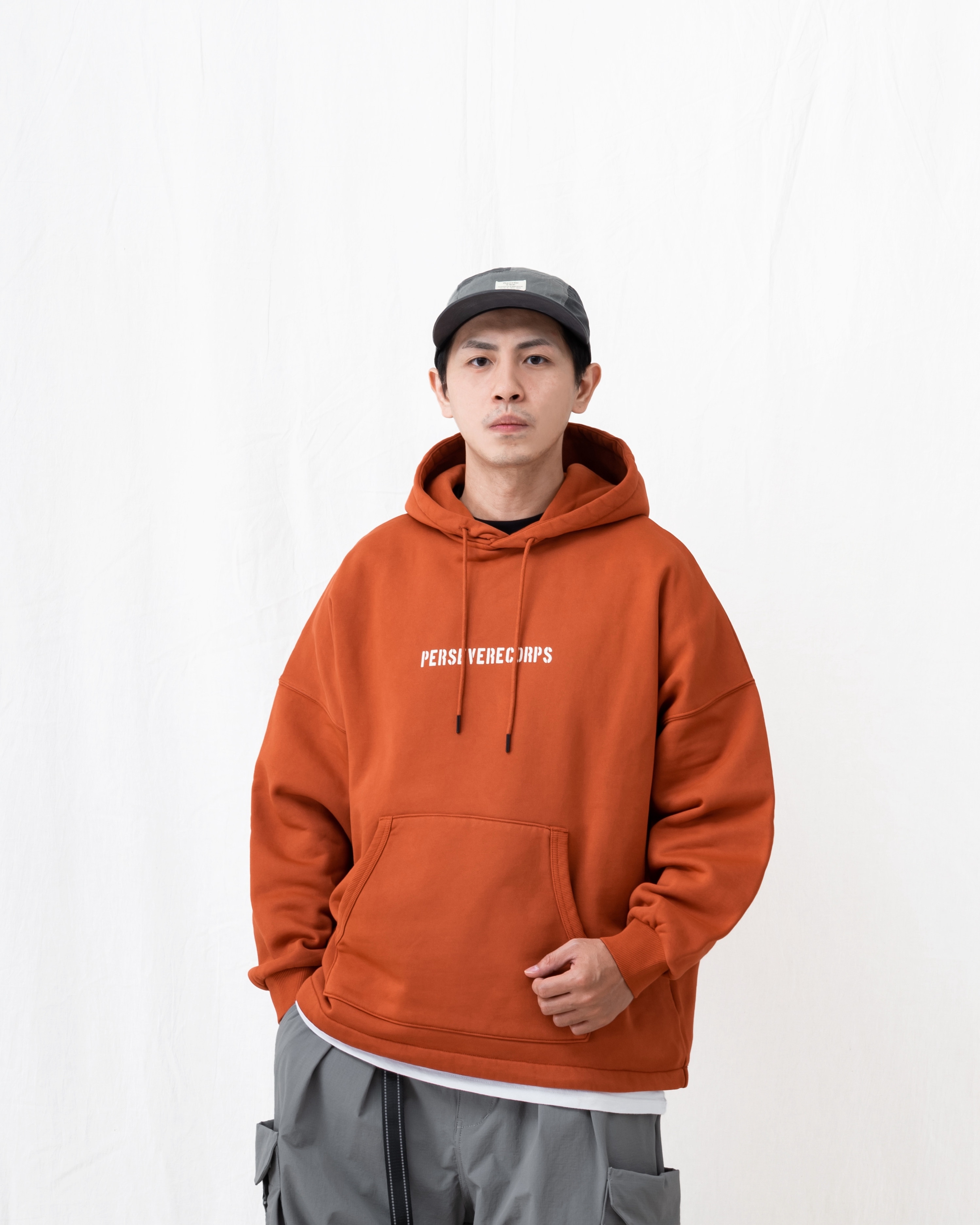 PERSEVERE CLASSIC BRUSHED WASHED HOODIE - 水洗橘