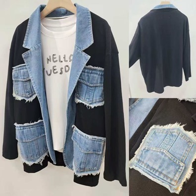 (5110) OS0018 拼四牛仔袋外套