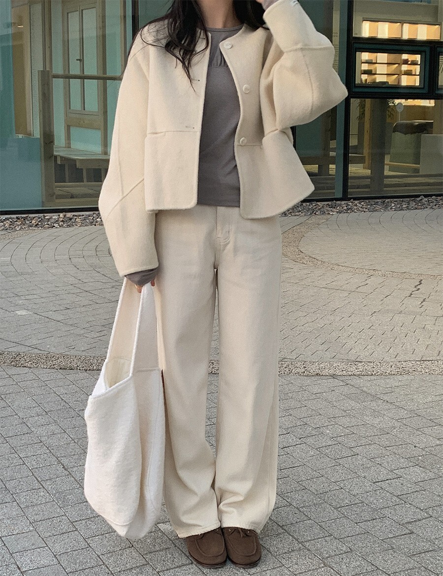 韓國Cherrykoko授權 極暖內刷毛半高腰純棉直筒修身褲