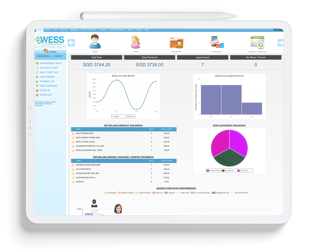 WESS 预约管理界面 - 直观的排程系统