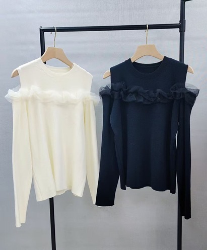 (5118) OS0027 拼紗紗露膊針織top