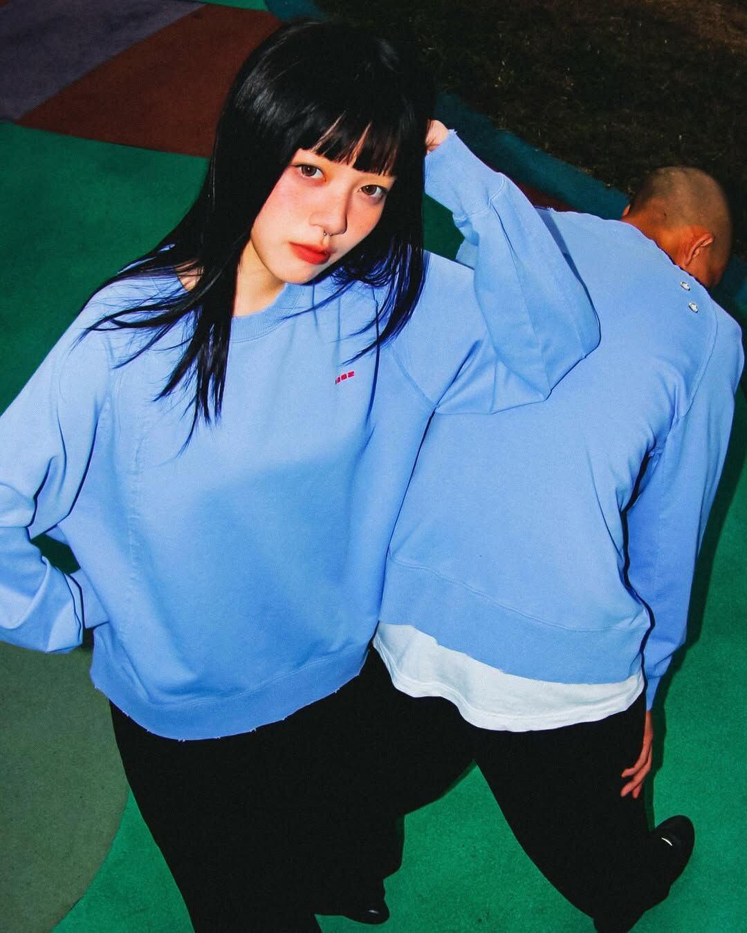 Neverland｜Rivet Aging Sweatshirt (Baby blue)