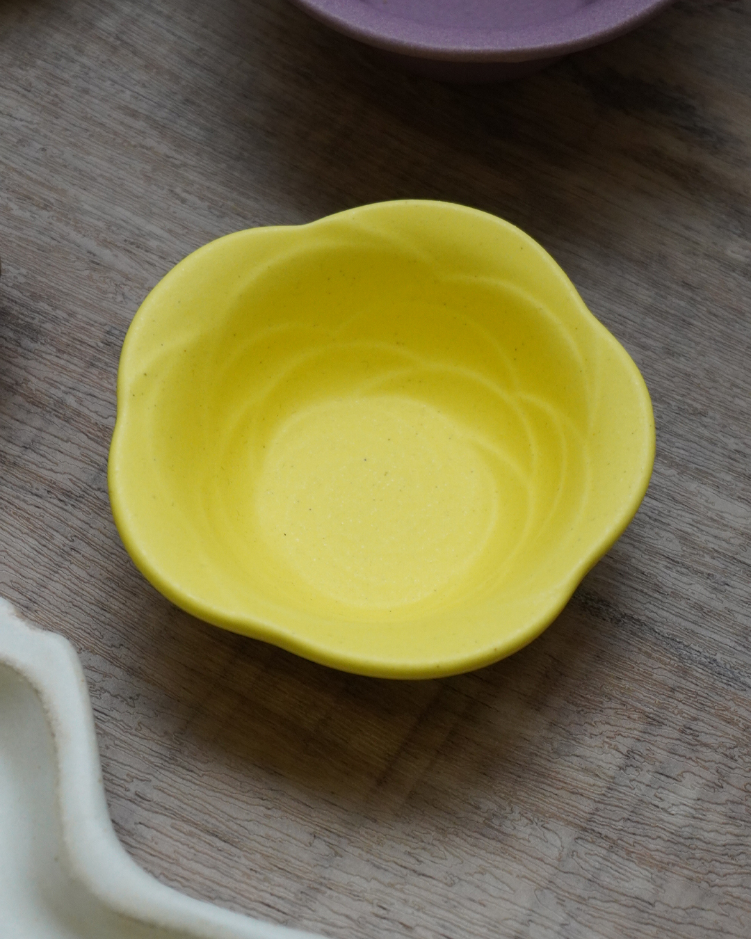 玫瑰花小碗 黃色｜益子燒