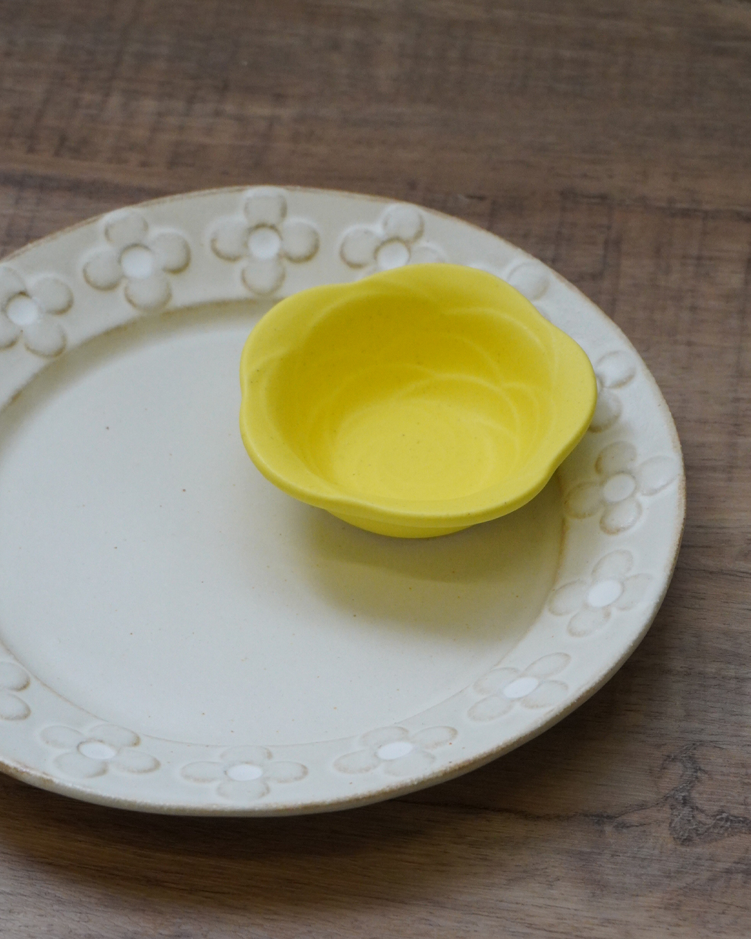 玫瑰花小碗 黃色｜益子燒
