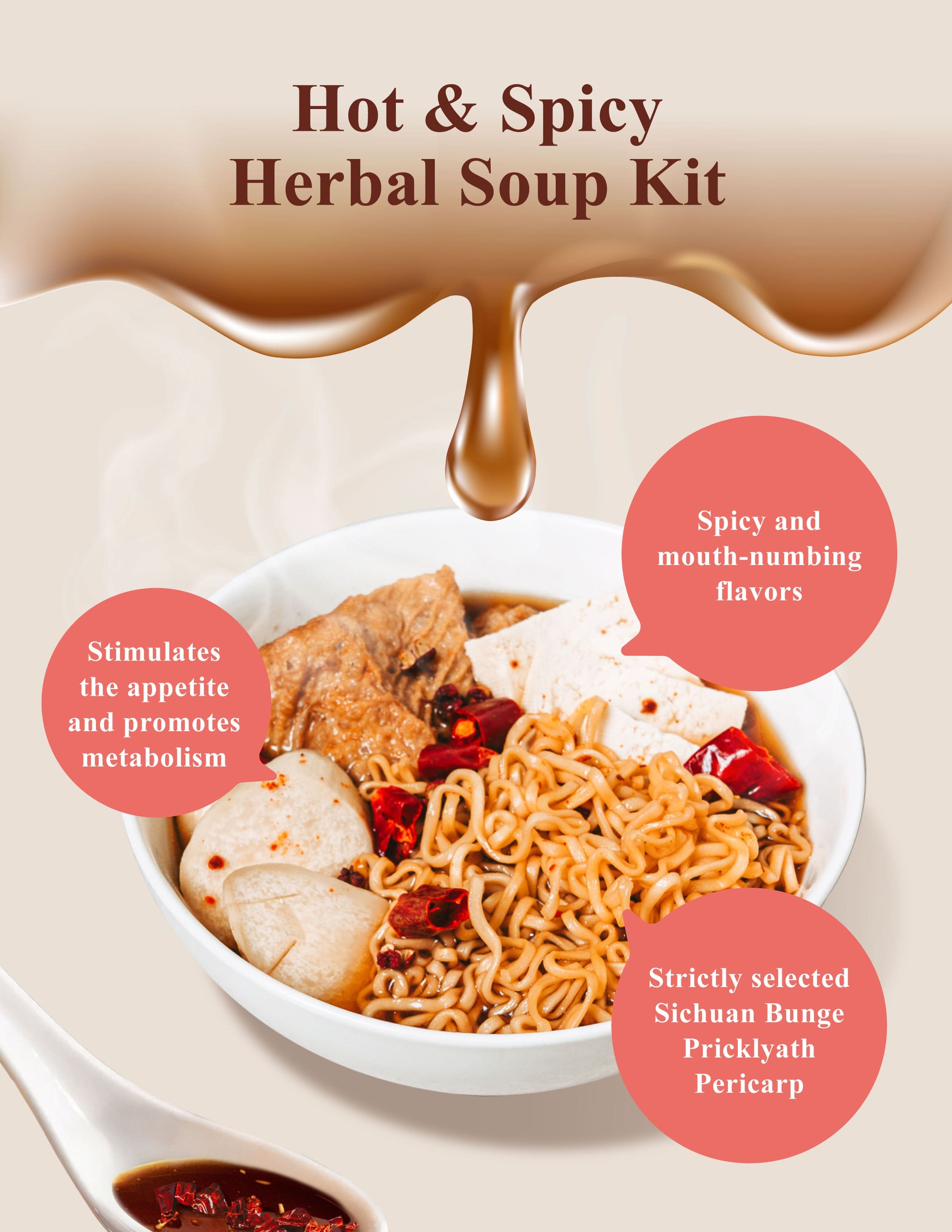 Dengyi Hot & Spicy Herbal Soup Kit Features