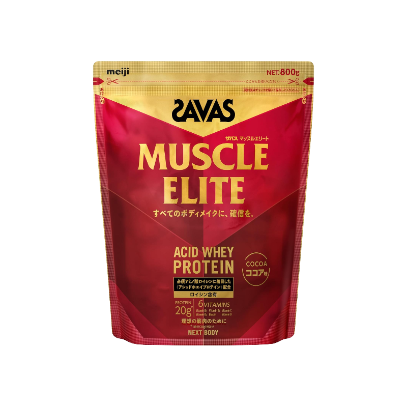 Savas 明治 | Muscle Elite 頂級蛋白粉 800g (可可味) | 高亮氨酸 | 酸性乳清