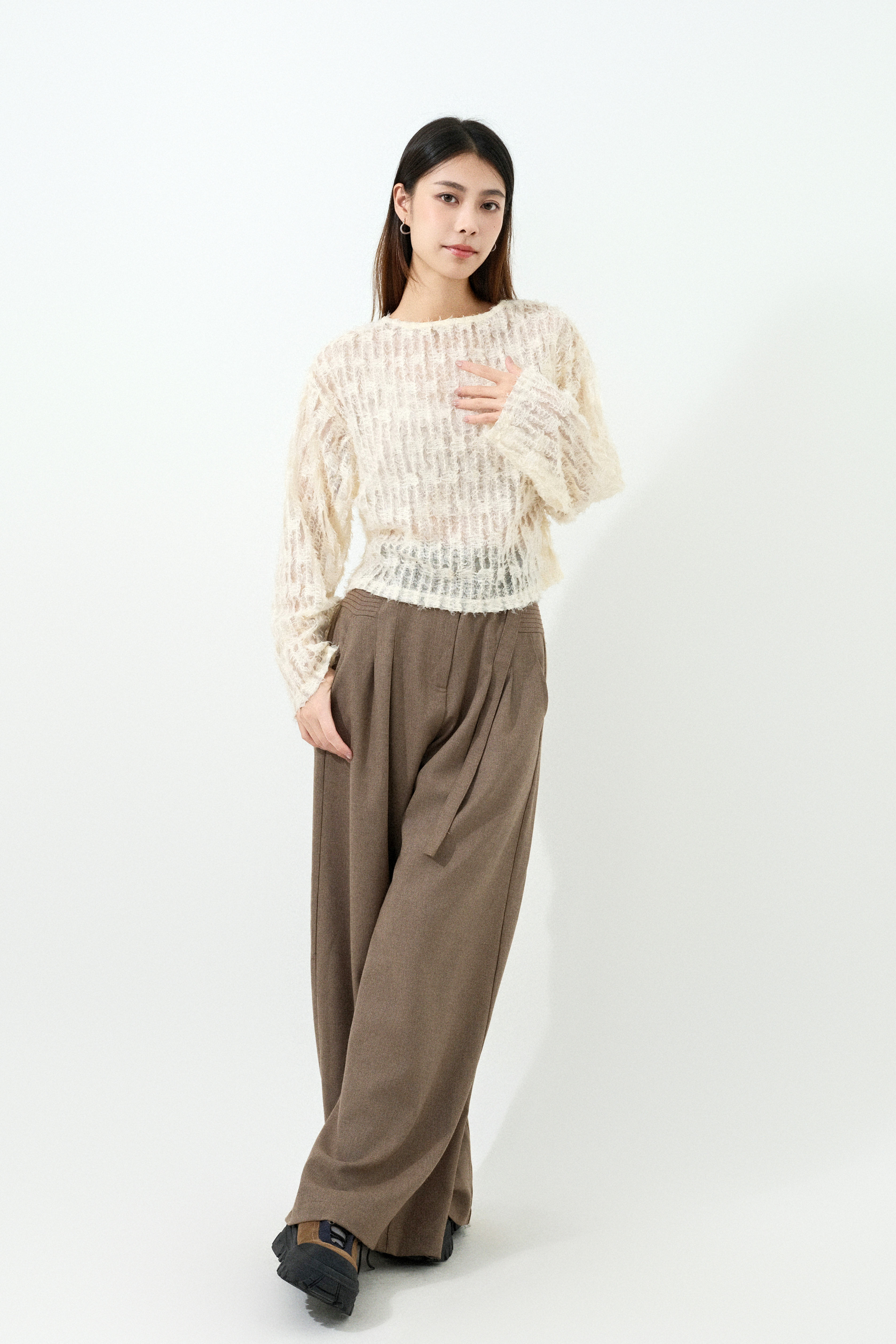 蘇蘇間網紗鈕扣上衣 ( 預購產品）