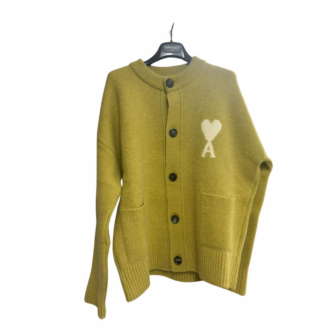 CAI08078 AMI Wool Ami De Coeur Cardigan Green #UKC366-KN0135-3993 (E)