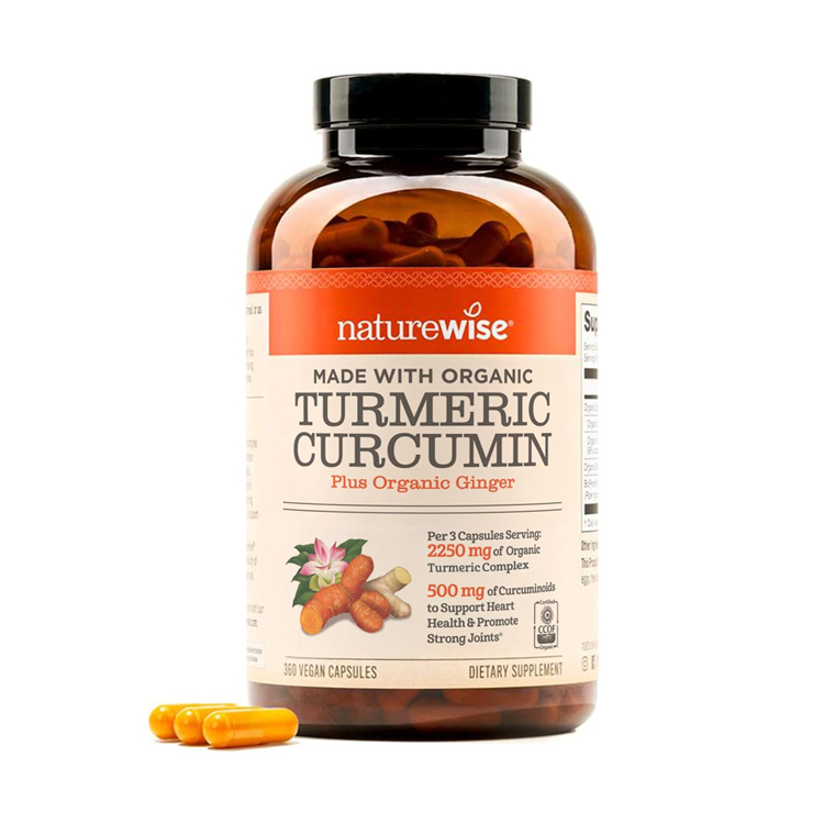 NatureWise Organic Curcumin Turmeric/Black Pepper 750 mg,360 veg capsules