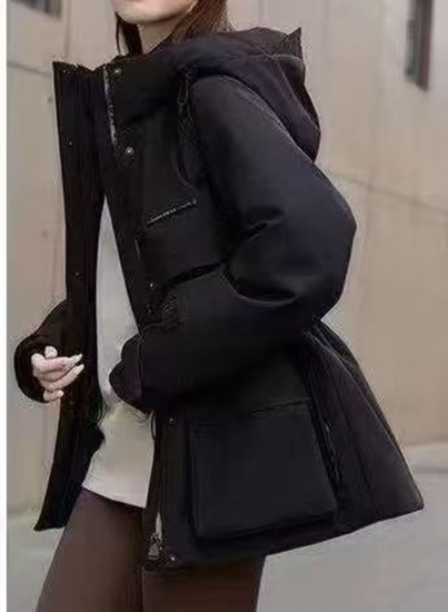 (5128) 有帽索腰羽絨外套