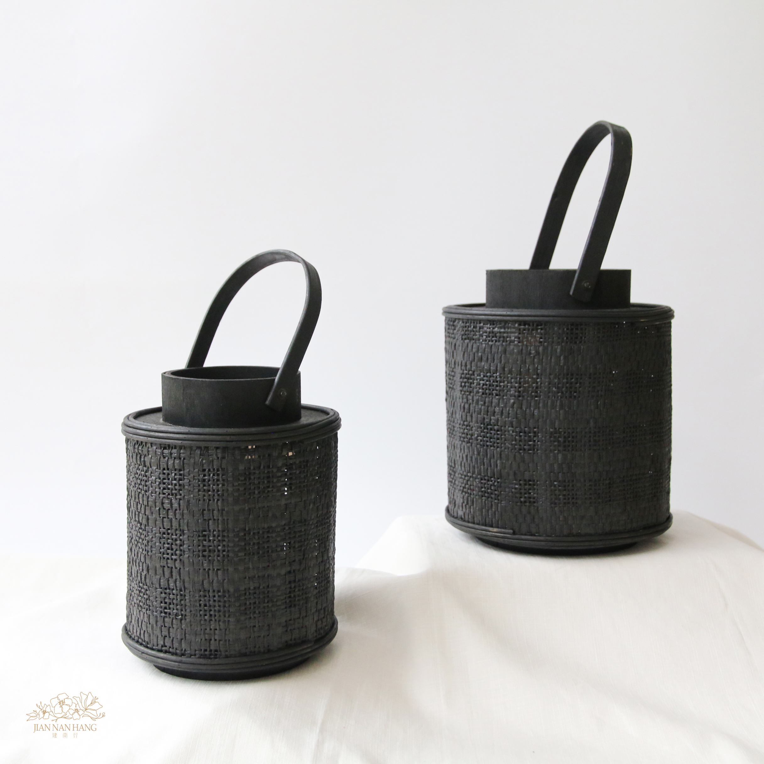 籐籃花器 烏木圓籃 2尺寸
