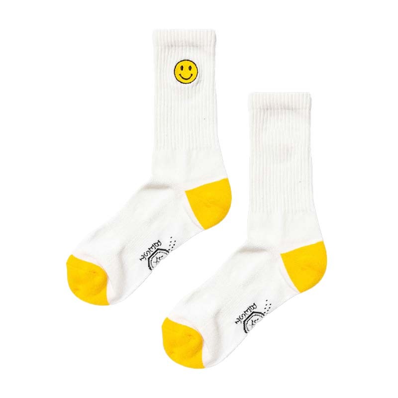 BFF Classic Smile Socks 白色 經典 笑臉 中筒襪 BF25099-WH [台灣現貨]
