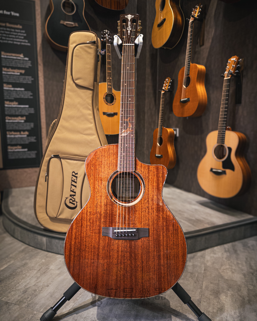 Crafter MIND W PREMIUM-Gce 非洲桃花心木 面背單 古典琴頭 亮面 木吉他 附原廠卡其色厚袋