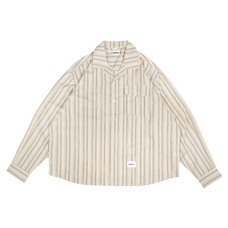 idealism Cuban L-Shirt 條紋 古巴 長袖 襯衫 沙色 ID25042-SN [台灣現貨]
