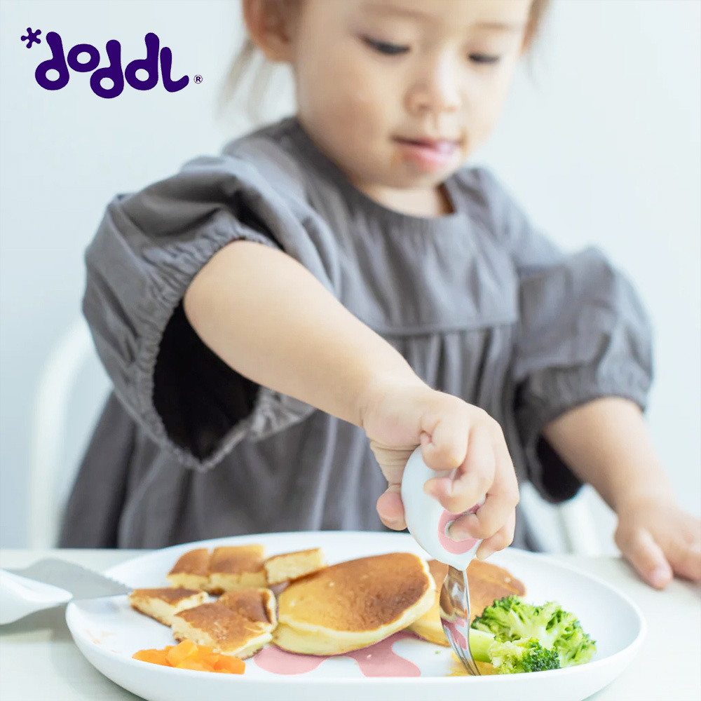 【doddl】英國人體工學秒拾餐具 - 兒童學習餐具攜帶 2 件組 + 專屬收納盒 - 乾燥玫瑰粉