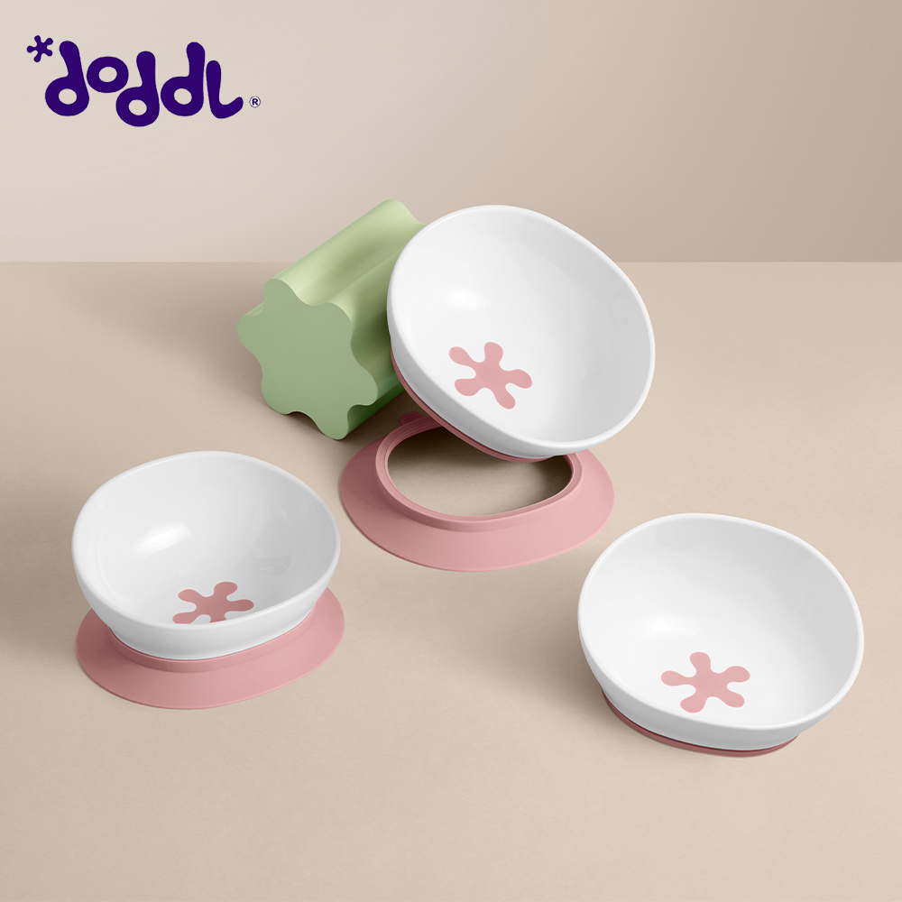 【doddl】英國人體工學秒拾餐具 - 碗有引力秒吸餐碗 - 乾燥玫瑰粉