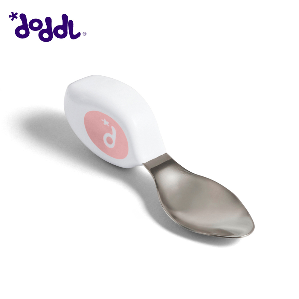 【doddl】英國人體工學秒拾餐具 - 兒童學習餐具 2 件組 - 乾燥玫瑰粉