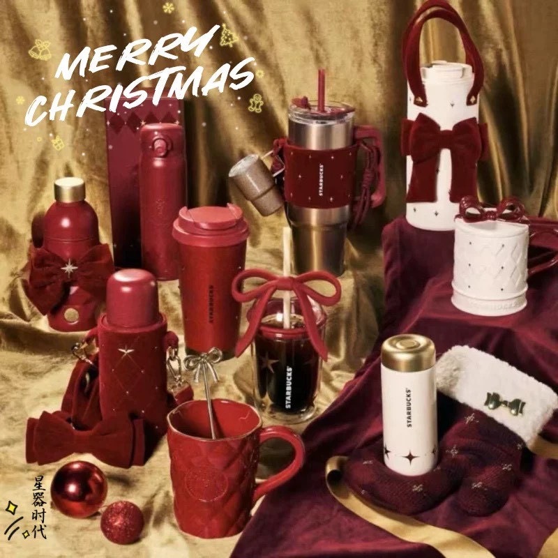 【Luxury】星巴克starbucks 聖誕限定 星巴克冰壩杯提袋手拿杯直飲壺水壺 直吸式 保溫保冷 陶瓷杯 禮盒