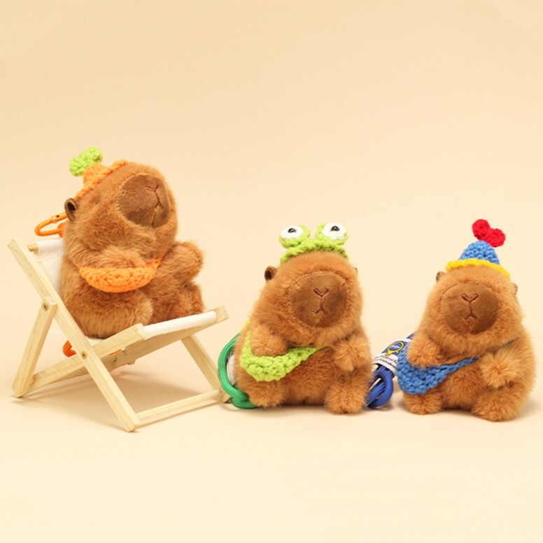 《6371》卡皮巴拉針織帽子背包吊飾