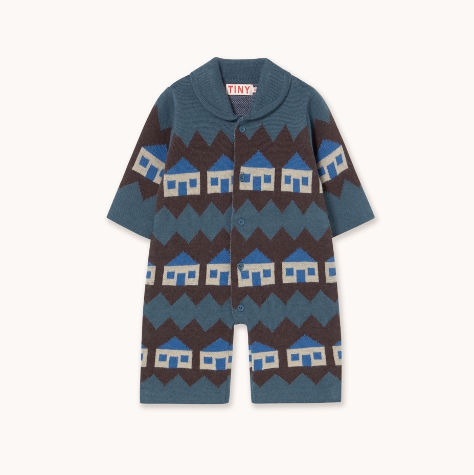 TINYCOTTONS 森林小房子包屁衣 House One-Piece - light navy