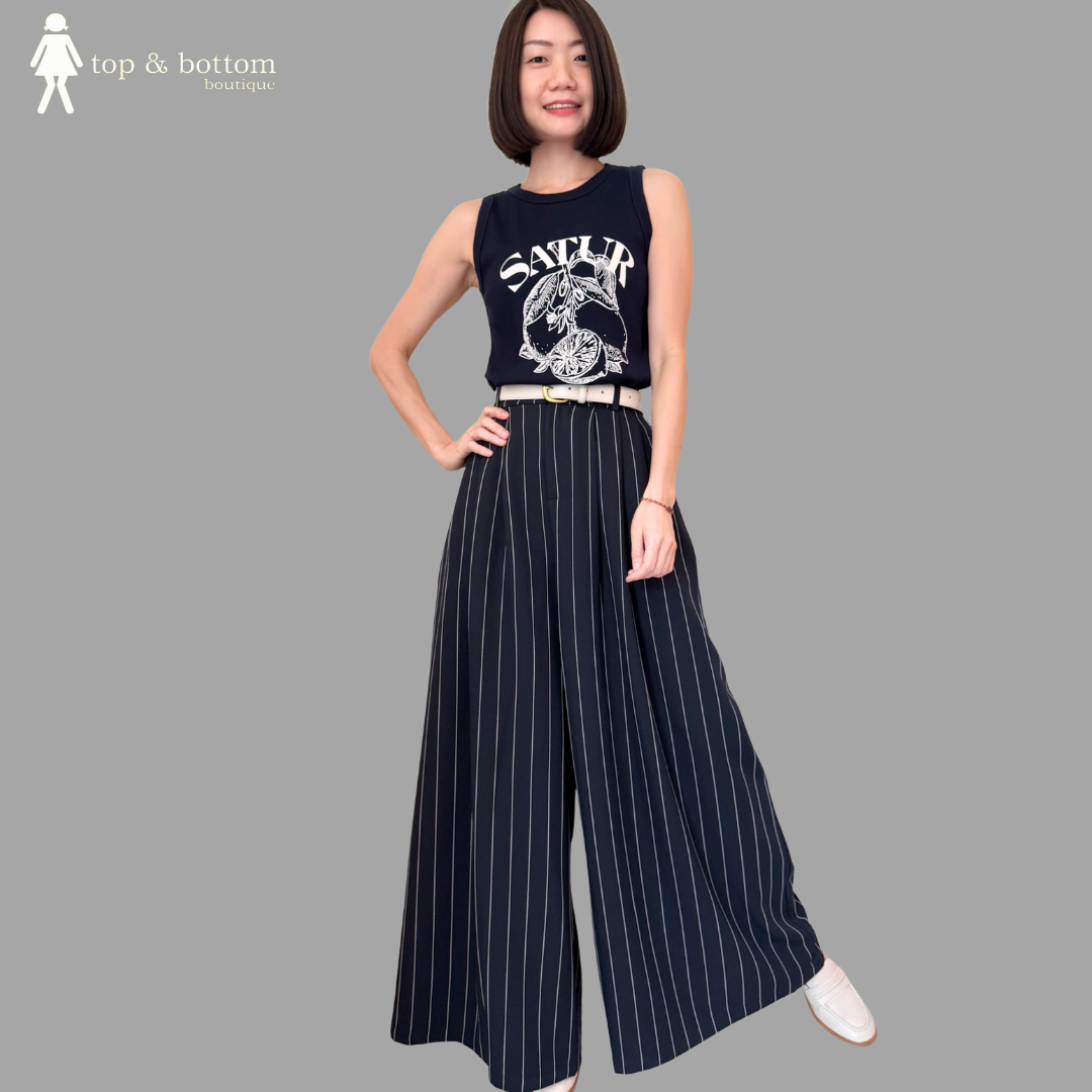 HIGH WAISTED STRIPED WIDE LEG PANT