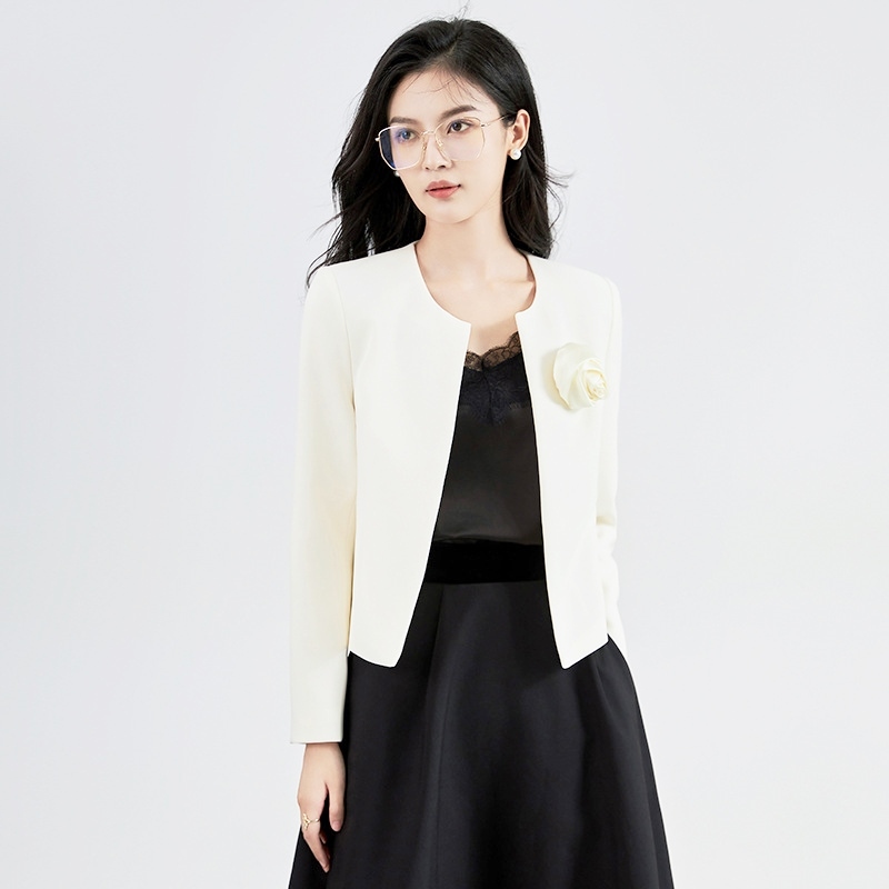 玫瑰醋酸短版西裝外套 兩色