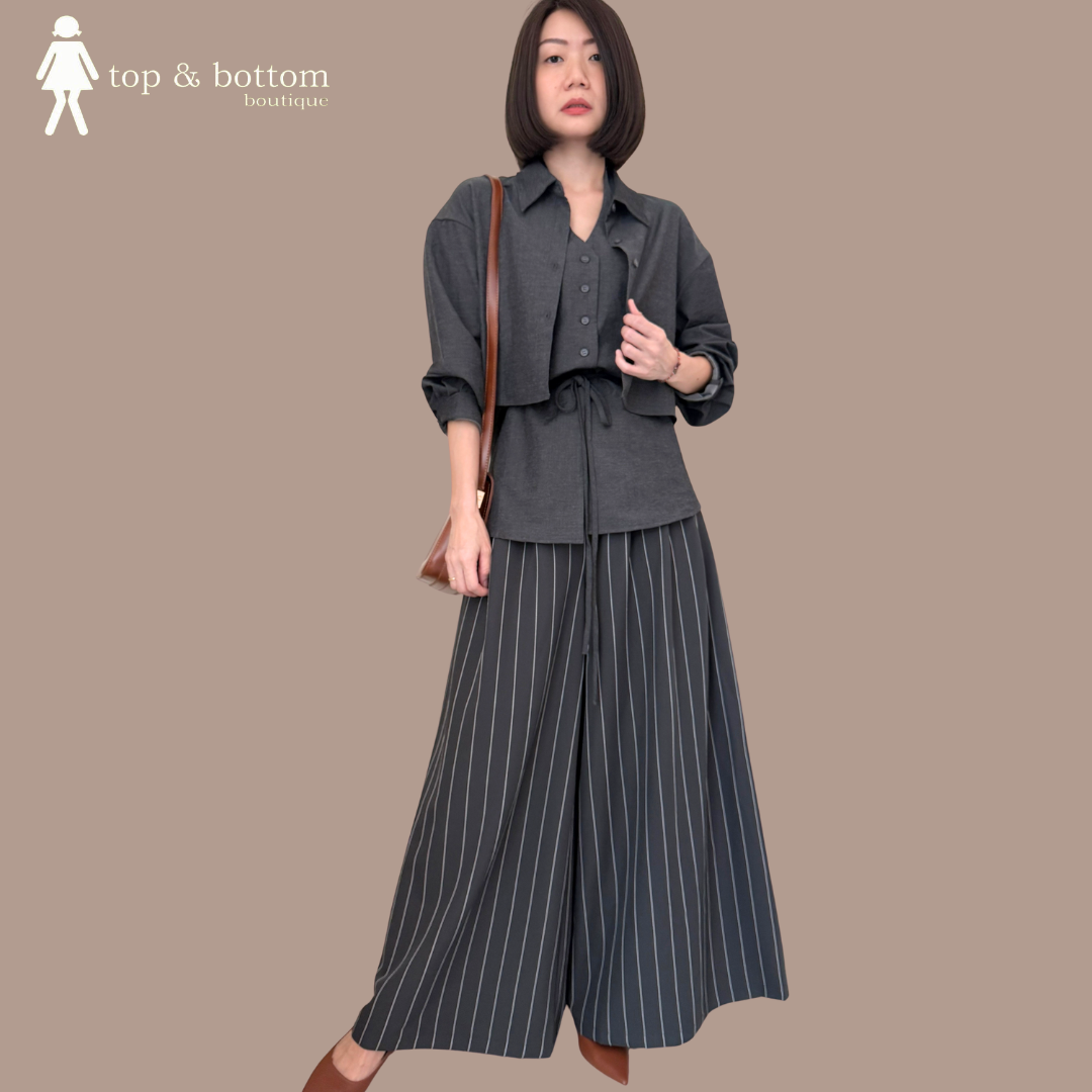 HIGH WAISTED STRIPED WIDE LEG PANT