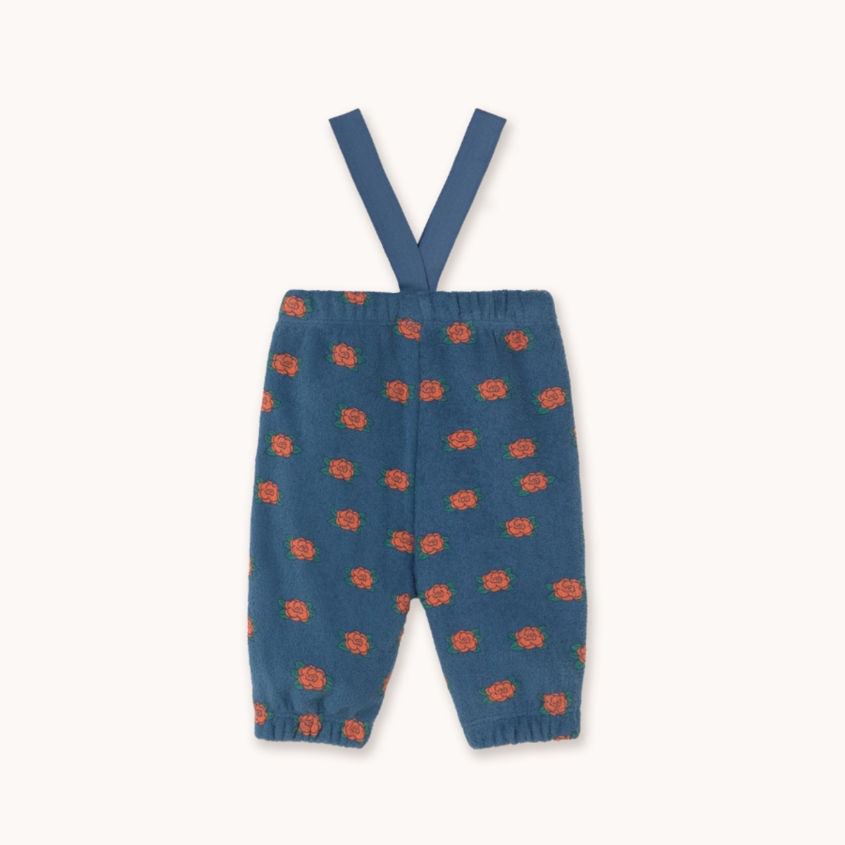 TINYCOTTONS 寶寶內刷毛玫瑰花吊帶褲 CAMELIAS SWEATPANT BABY - light navy