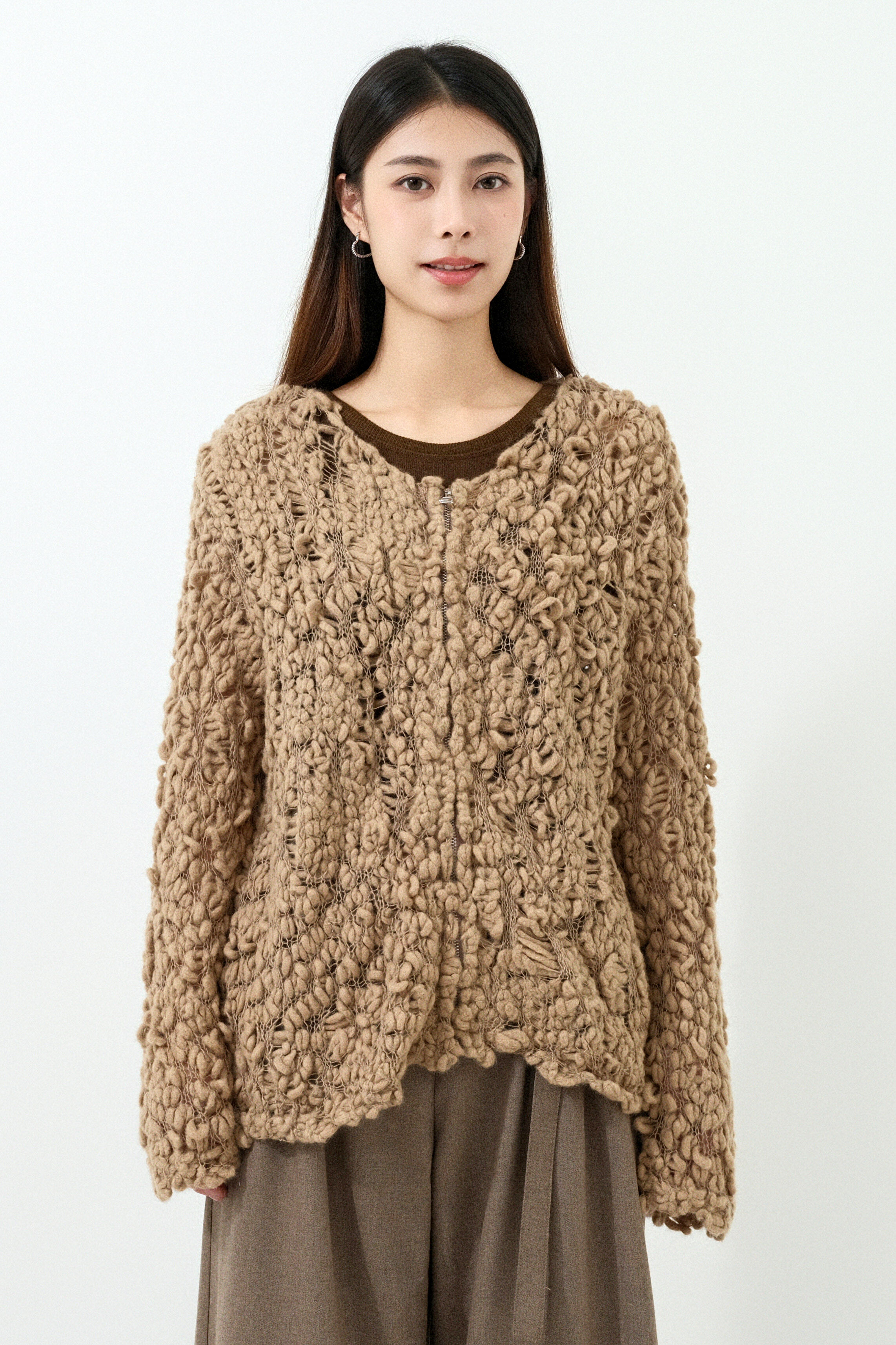 粒粒毛線拉鏈外套 (預購產品）