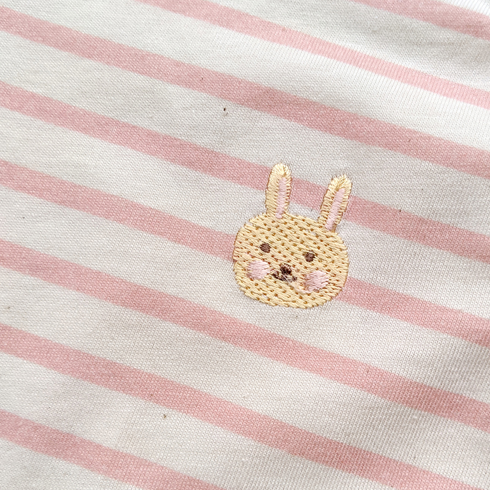 有機棉嬰幼兒薄長袖連身衣-粉紅細條 | 藍天畫布有機棉