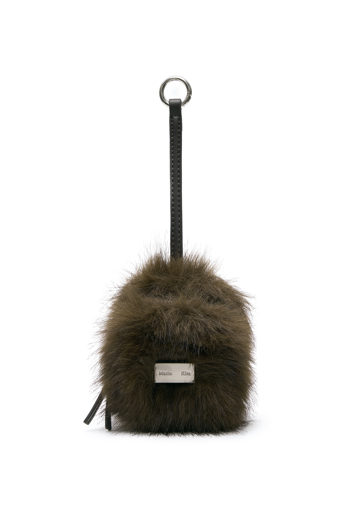 毛絨迷你吊飾收納方包 棕色