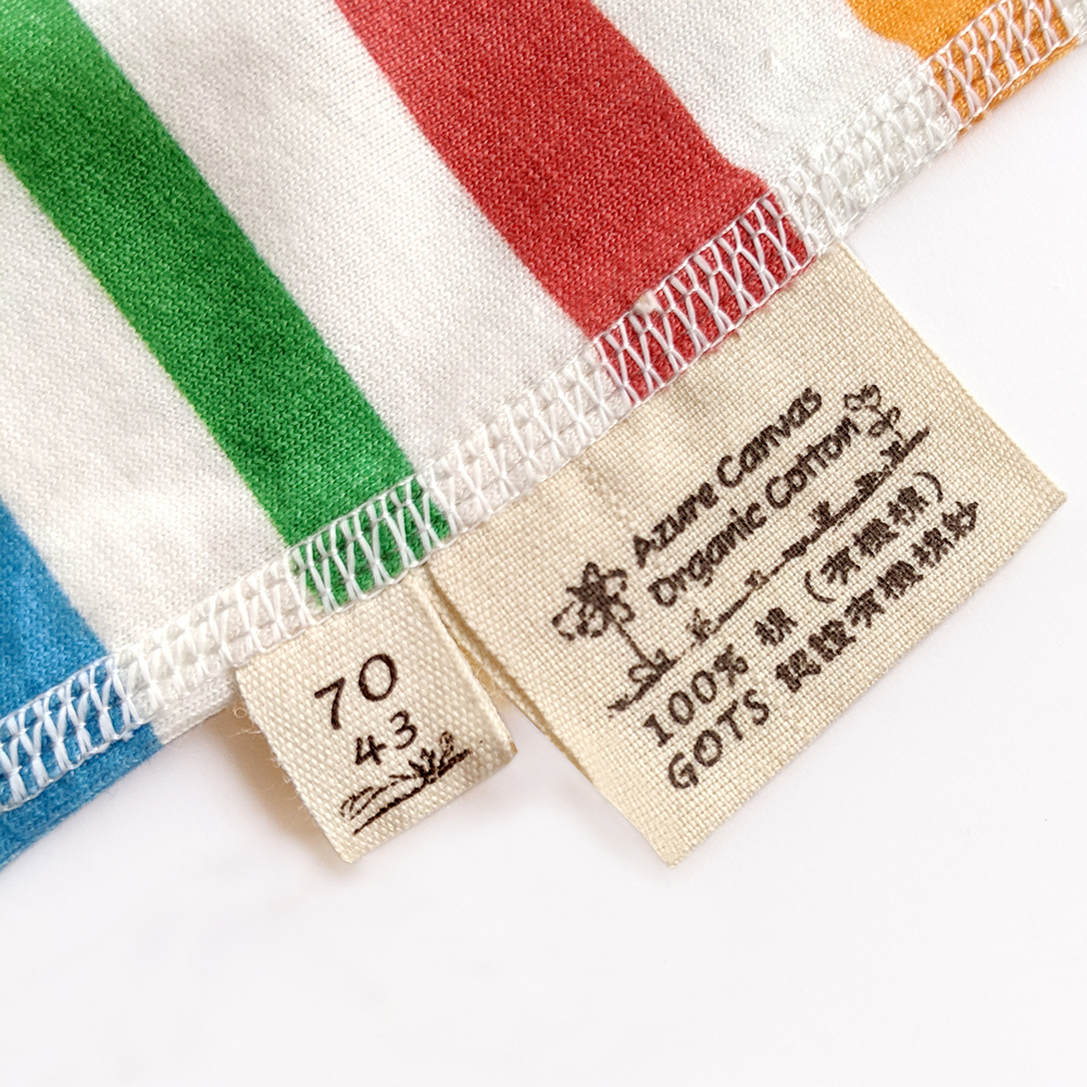 有機棉嬰幼兒薄長袖連身衣-彩虹條 | 藍天畫布有機棉