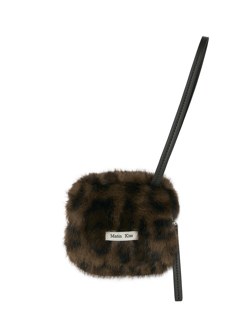 豹紋毛絨迷你吊飾收納包 棕色