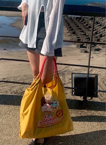 Ball＆Chain 刺繡環保購物袋 L號 - 黃 (30116310)