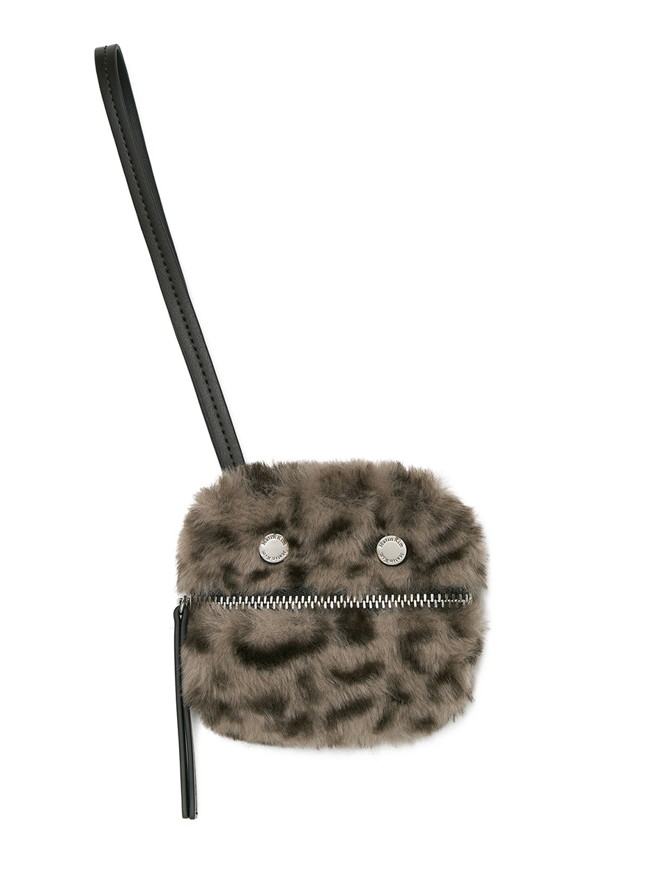 豹紋毛絨迷你吊飾收納包 灰色