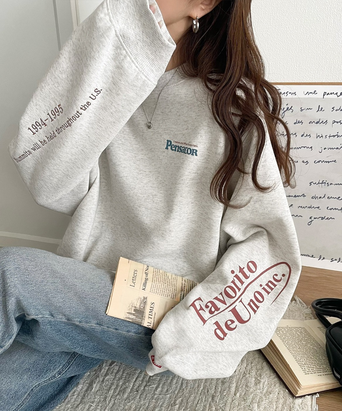 <超扯下殺💥>日本 Java Collaboration 刺繡 抓絨 圓領 寬袖 大學T 5色