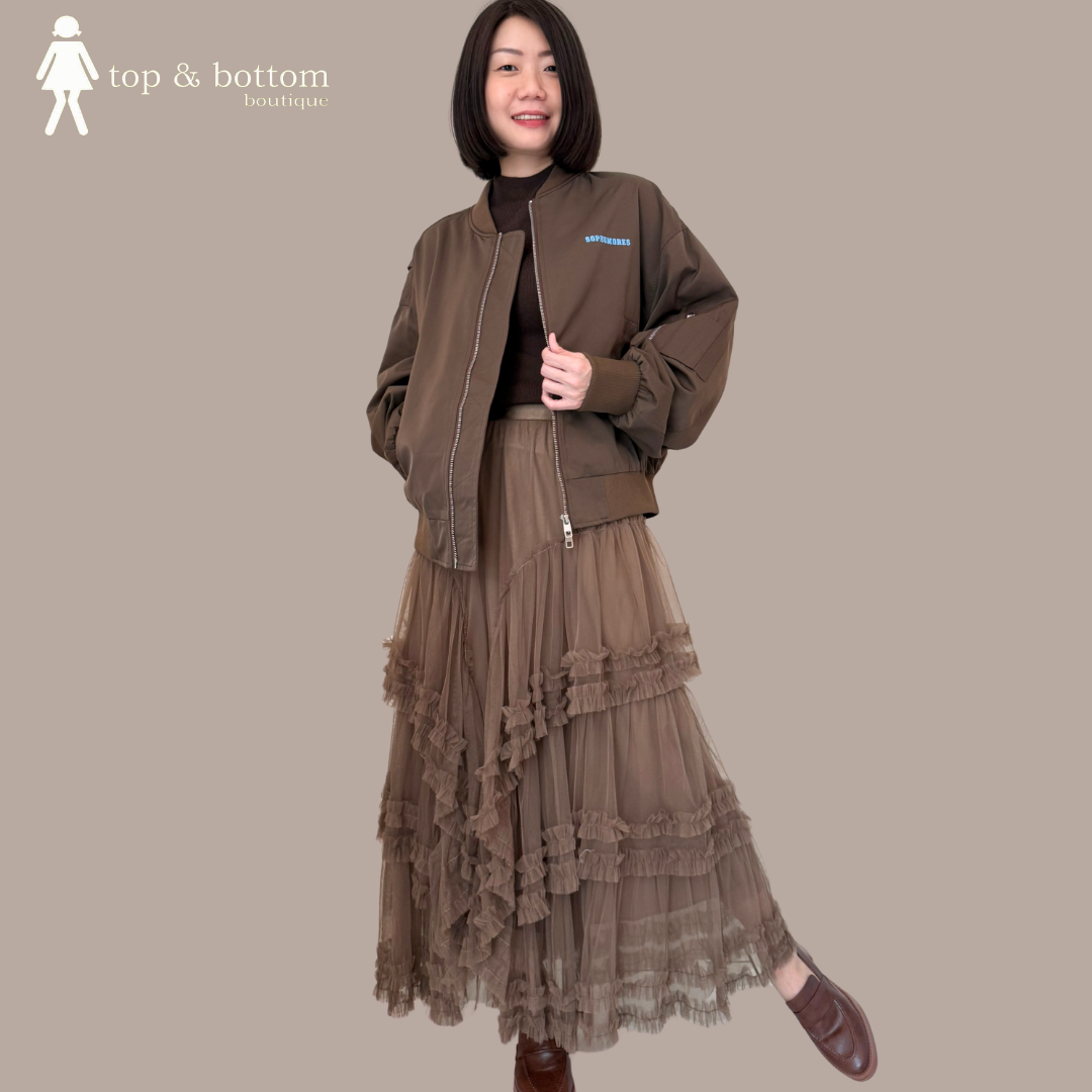 EMBROIDERED WORDING BACK ZIPPED JACKET