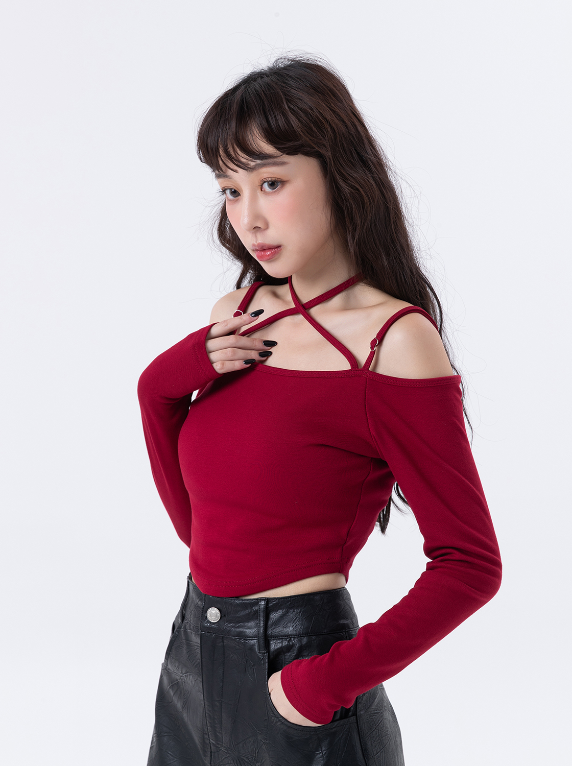 綁帶Bra長袖上衣