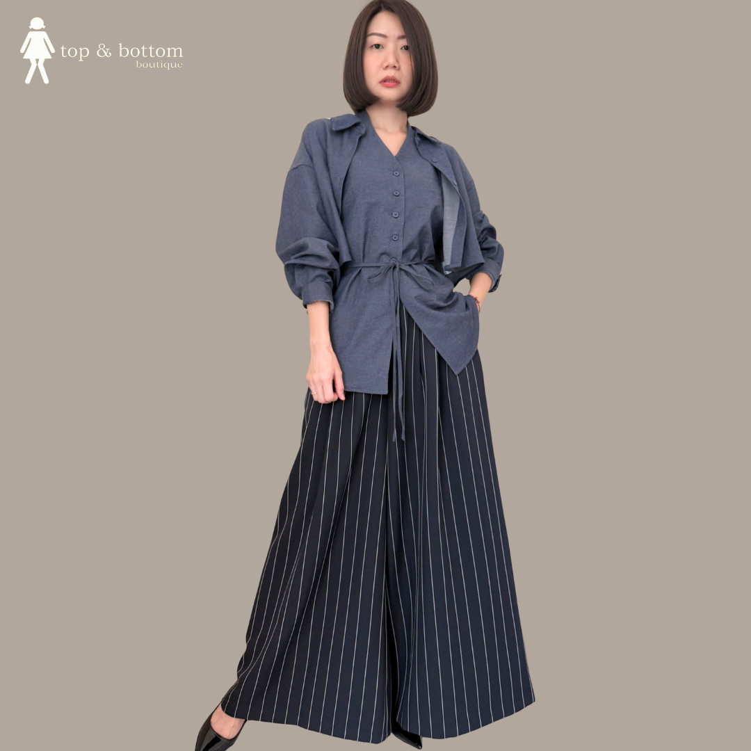 LONG SLEEVE CROP SHIRT WITH OUTER VEST (2PCS)