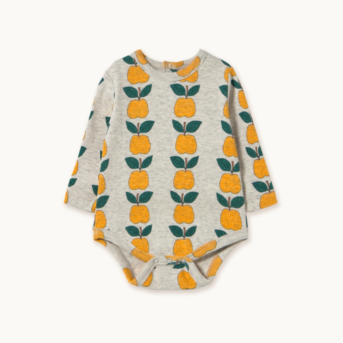 TINYCOTTONS 黃蘋果包屁衣 APPLES RIB BODY - light cream heather